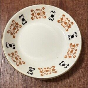 Vintage Homer Laughlin Brown Black Beige Small Bowl 4” China